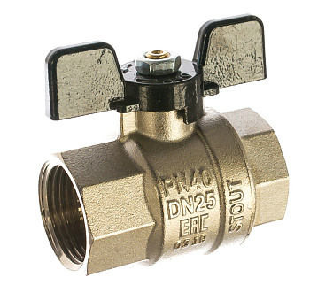 Кран шаровой полнопроходной Ду 25 (1") ВР/ВР, ручка бабочка STOUT